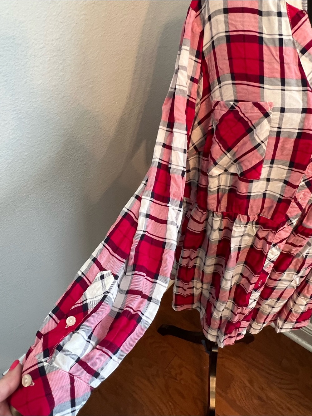 Torrid Plaid Button-Up Blouse Size 3 (22/24) - Picture 5 of 6